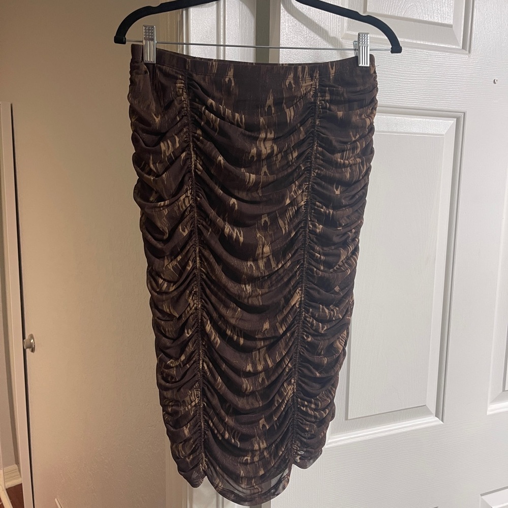 House of Harlow 1960 Brown Tan Midi Bubble Skirt